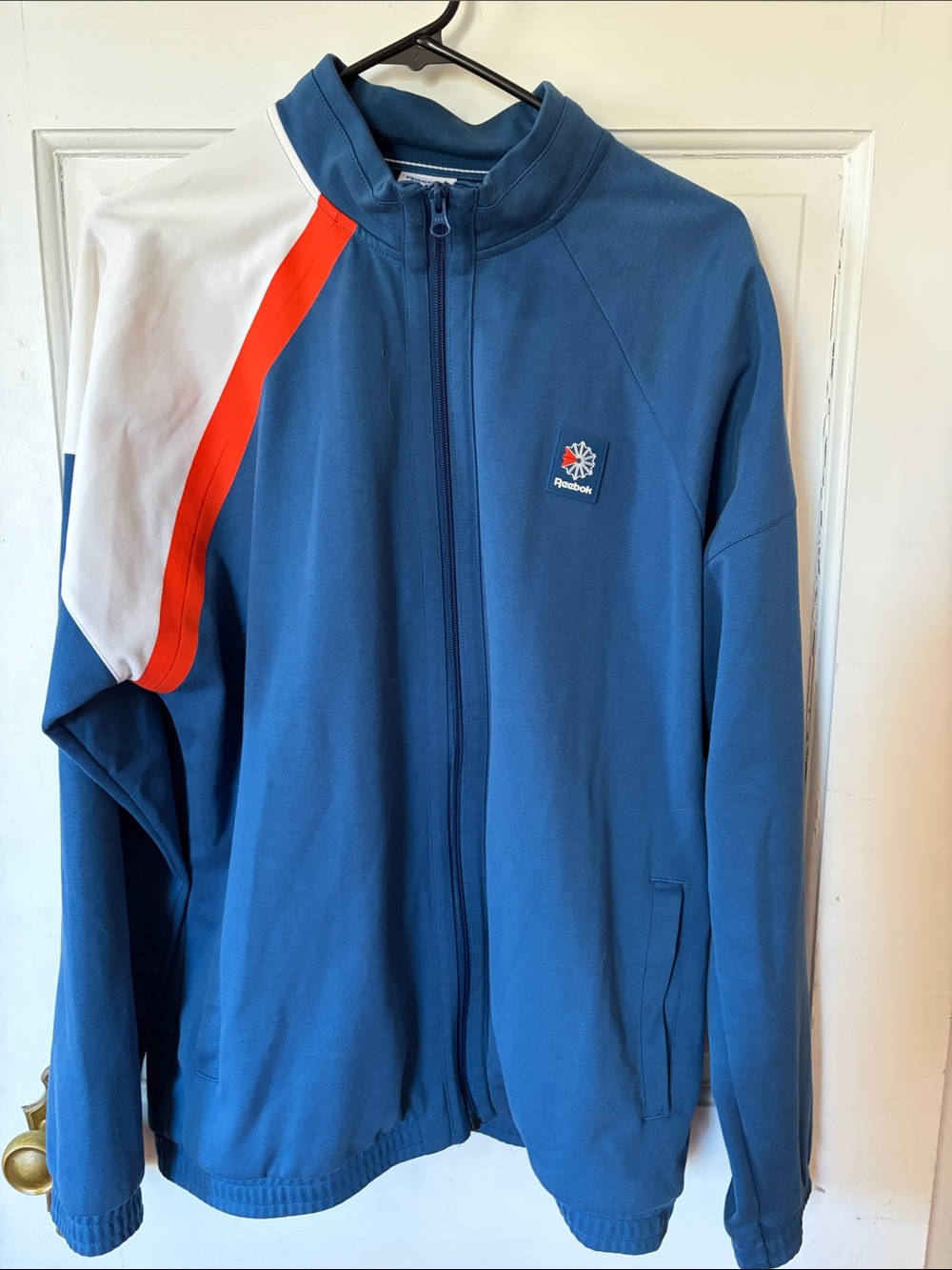 Men’s Reebok Blue Full-Zip Jacket with White & Red Shoulder Stripe